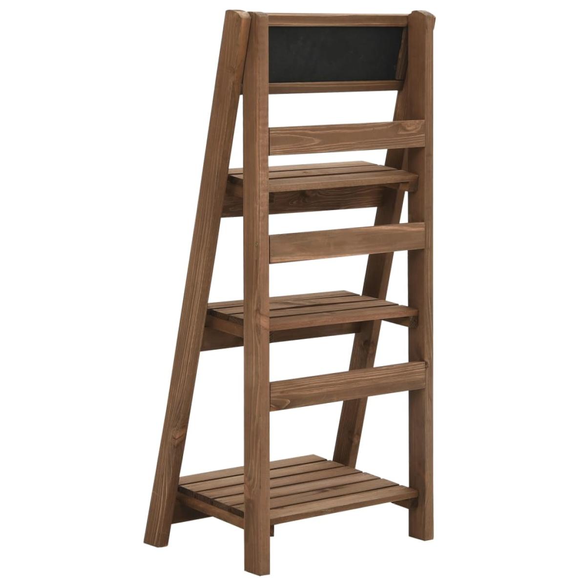 Soporte para plantas de 3 niveles y pizarra madera maciza abeto 