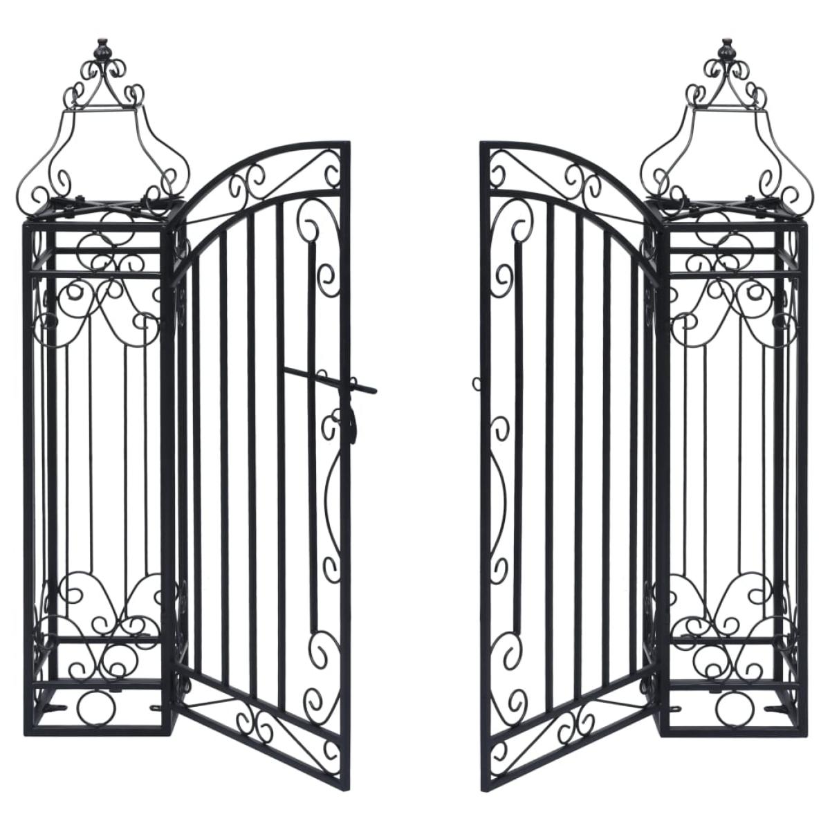 Puerta de jardín decorativa de hierro forjado 122x20,5x100 cm