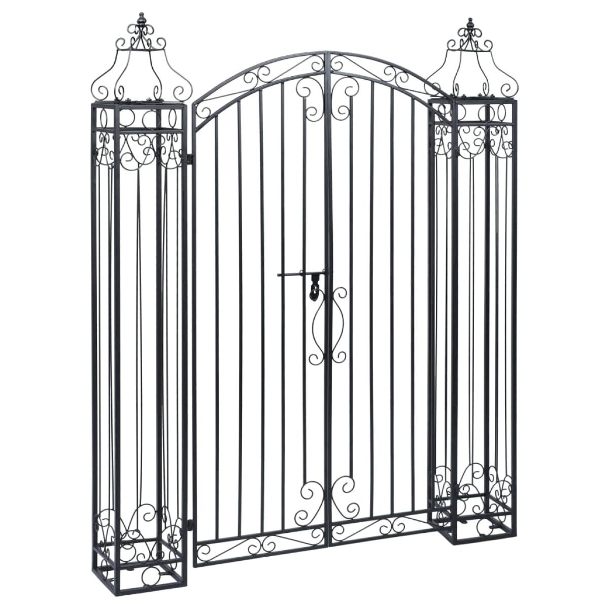 Puerta de jardín decorativa de hierro forjado 122x20,5x160 cm