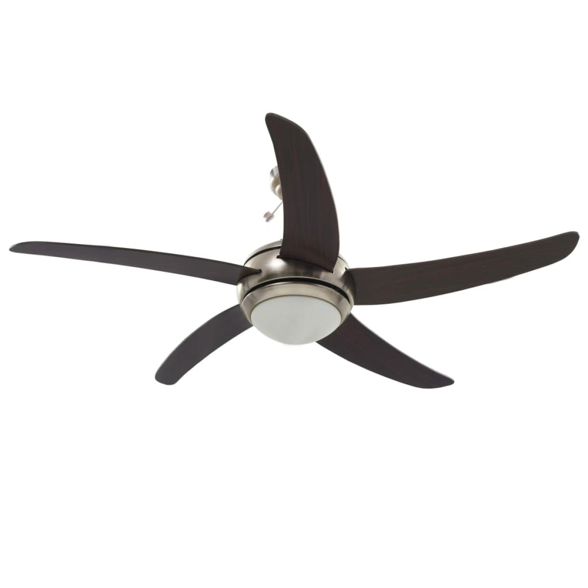 Ventilador de techo adornado con lámpara 128 cm marrón