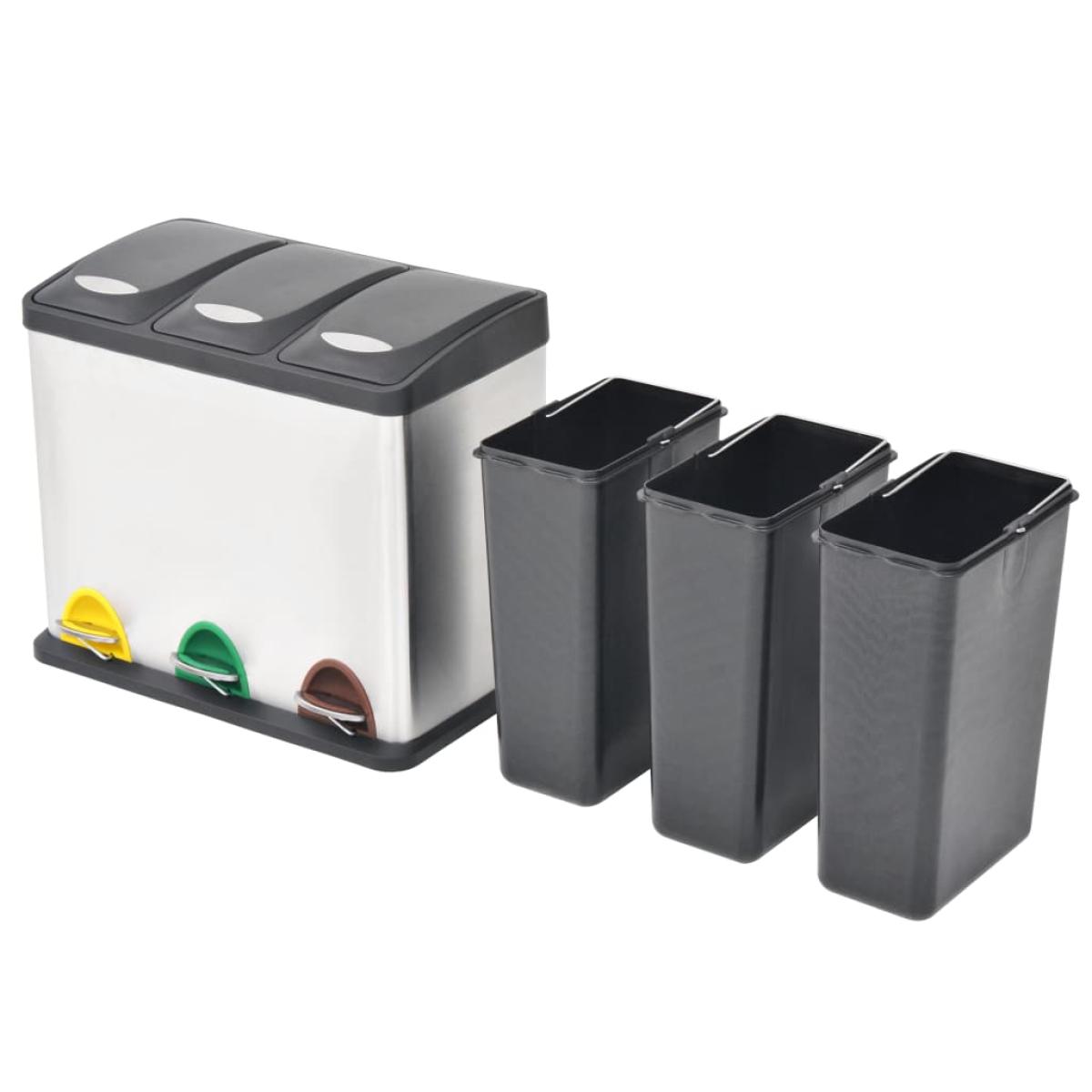 Cubo de reciclaje y basura con pedal acero inoxidable 24 L