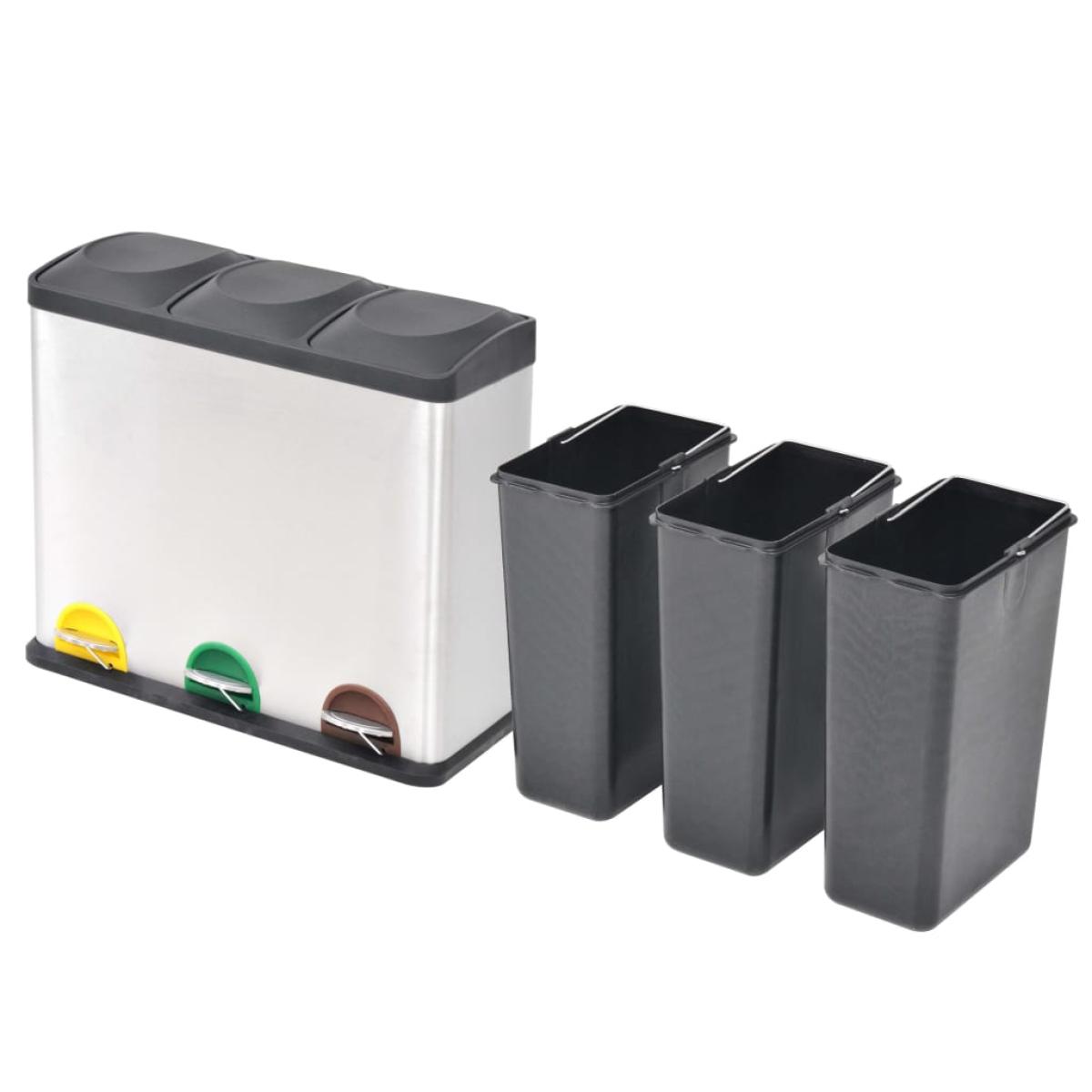 Cubo de reciclaje y basura con pedal acero inoxidable 54 L