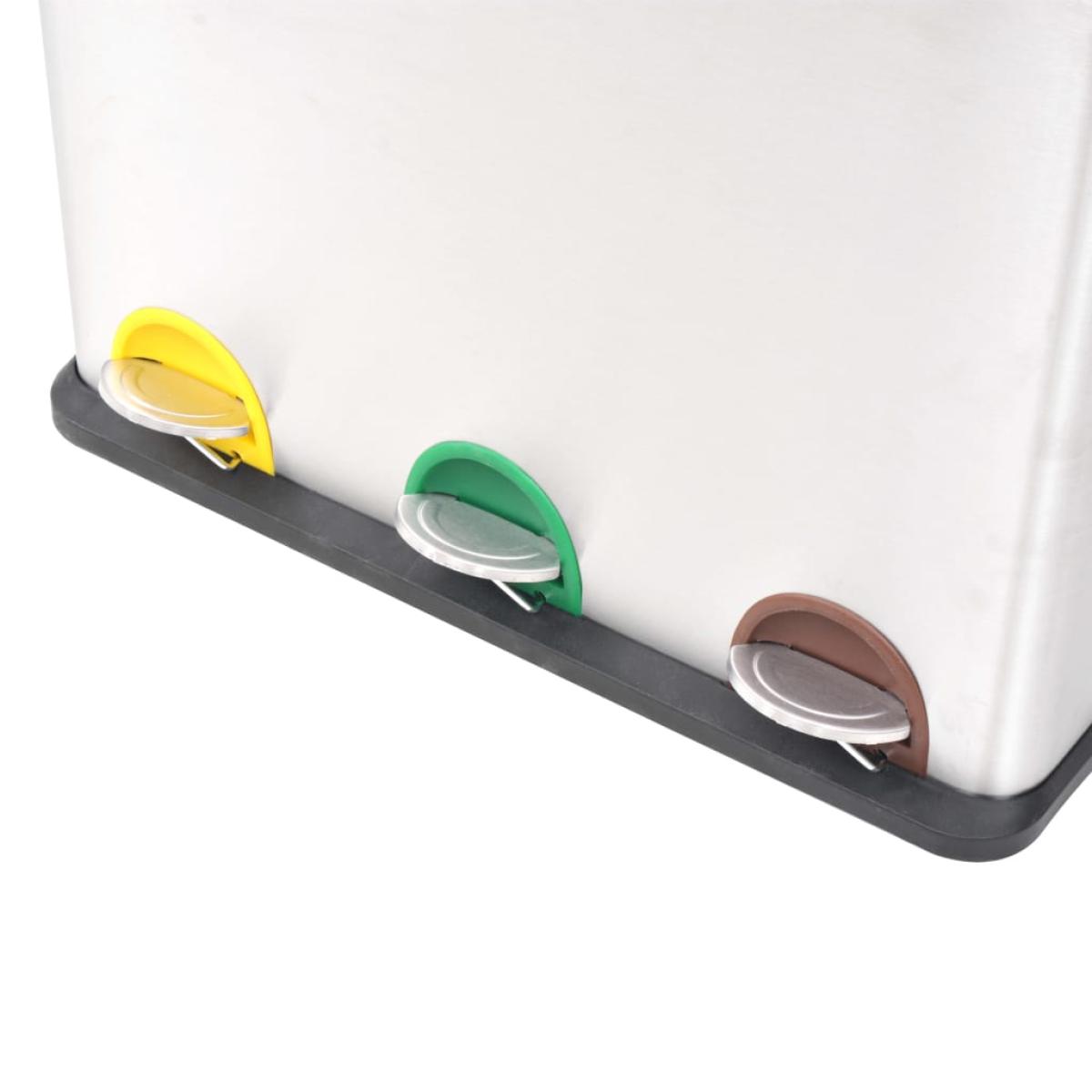Cubo de reciclaje y basura con pedal acero inoxidable 54 L