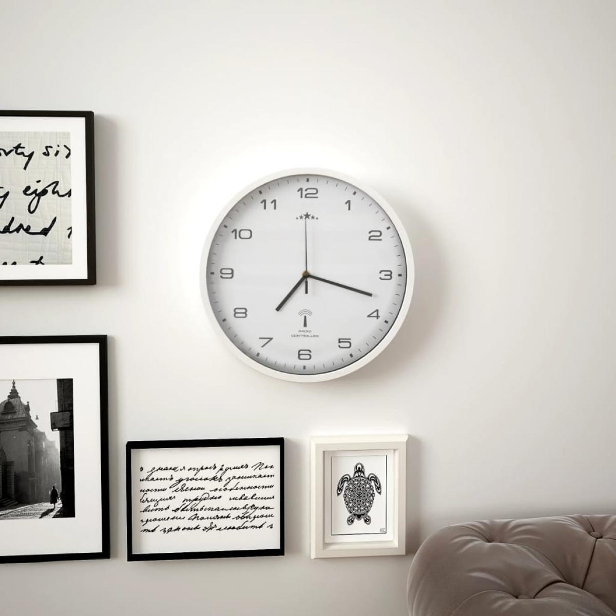 Reloj de pared radiocontrol movimiento de cuarzo 31 cm blanco