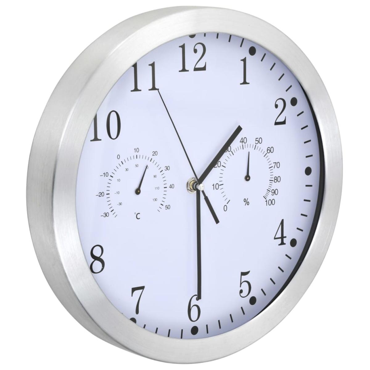 Reloj de pared de cuarzo higrómetro y termómetro 30 cm blanco