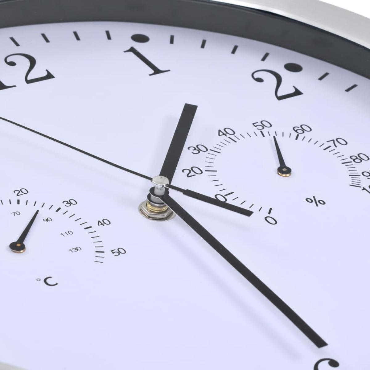 Reloj de pared de cuarzo higrómetro y termómetro 30 cm blanco
