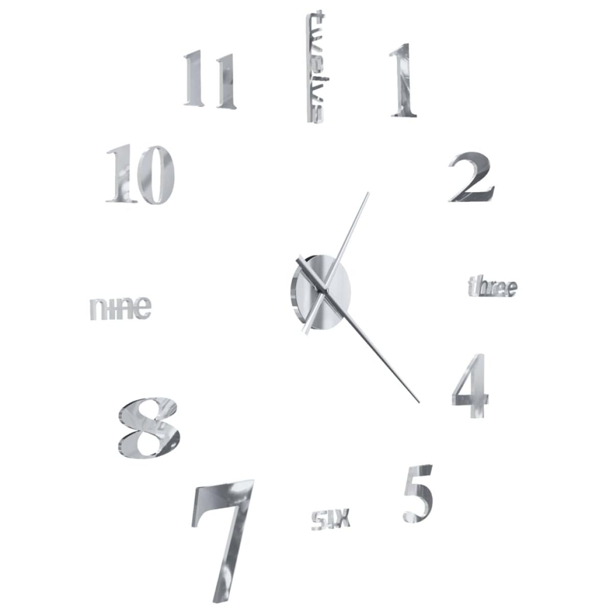 Reloj de pared 3D de diseño moderno 100 cm XXL plateado