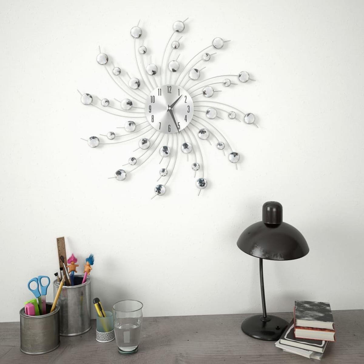 Reloj de pared con movimiento de cuarzo 50 cm plateado