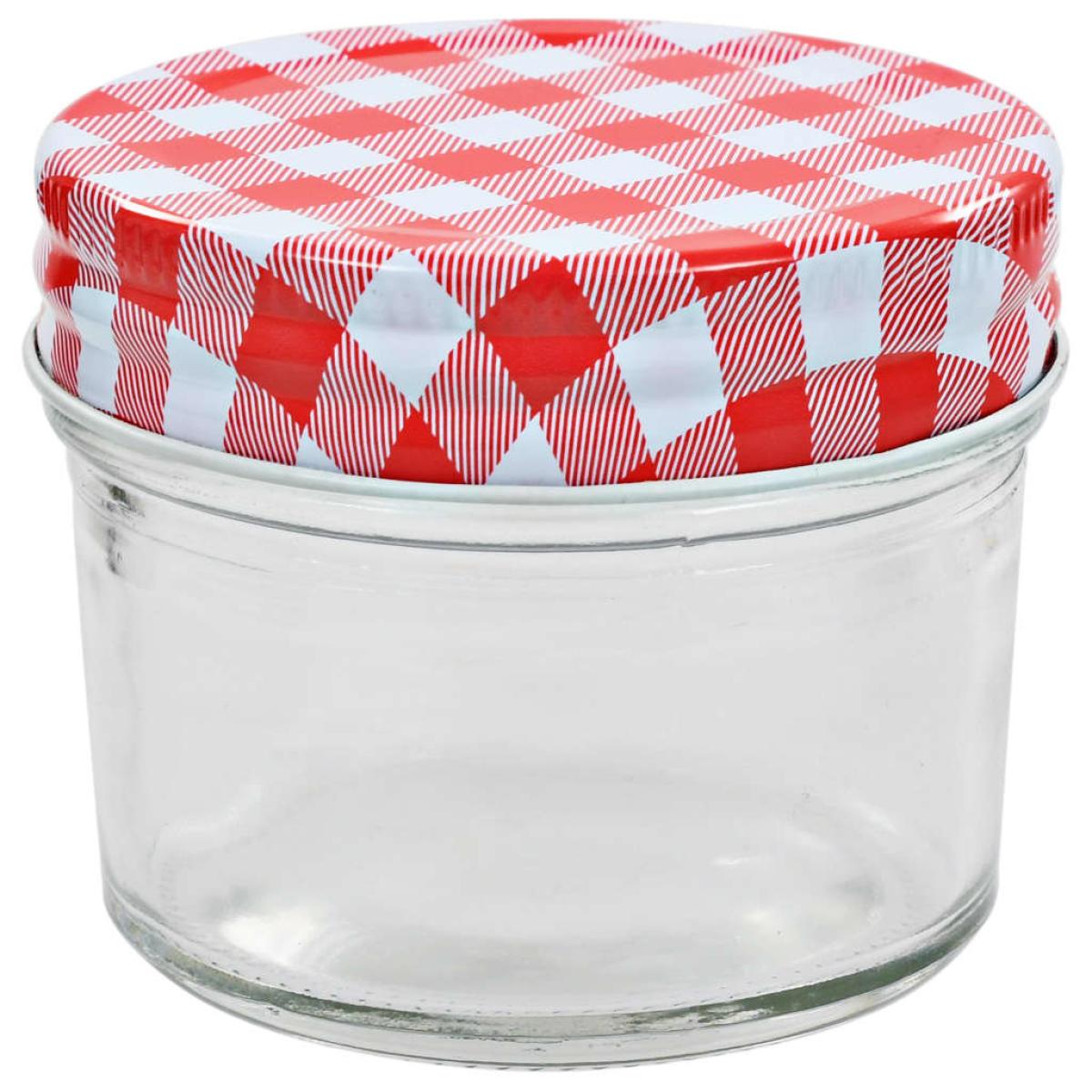 Tarros de mermelada de vidrio tapa blanca y roja 24 uds 110 ml