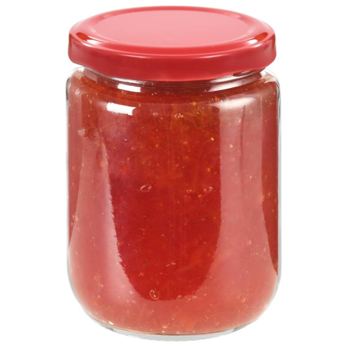 Tarros de mermelada de vidrio con tapa roja 96 unidades 230 ml