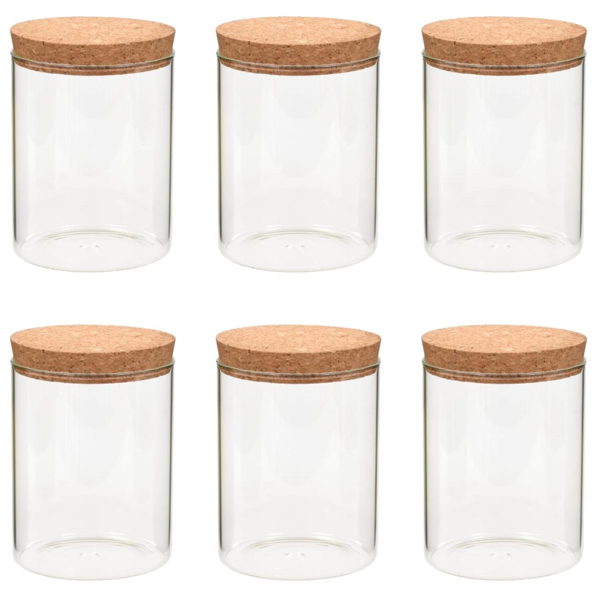 Tarros de almacenaje con tapa de corcho 6 unidades 650 ml