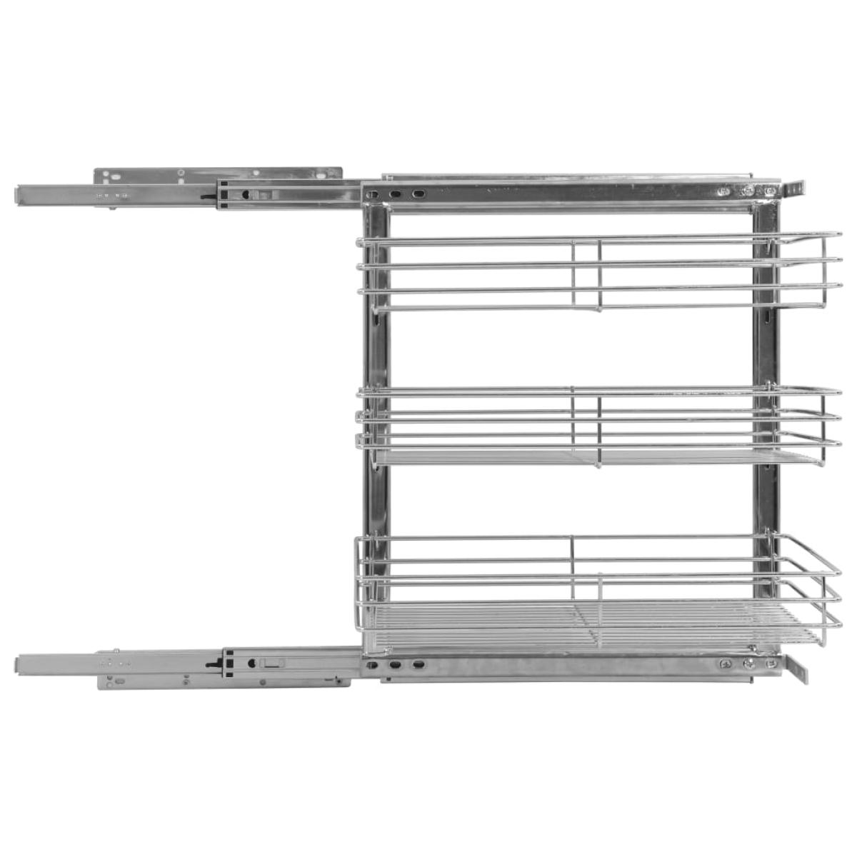 Cesta de cocina extraíble 3 niveles plateada 47x35x56 cm