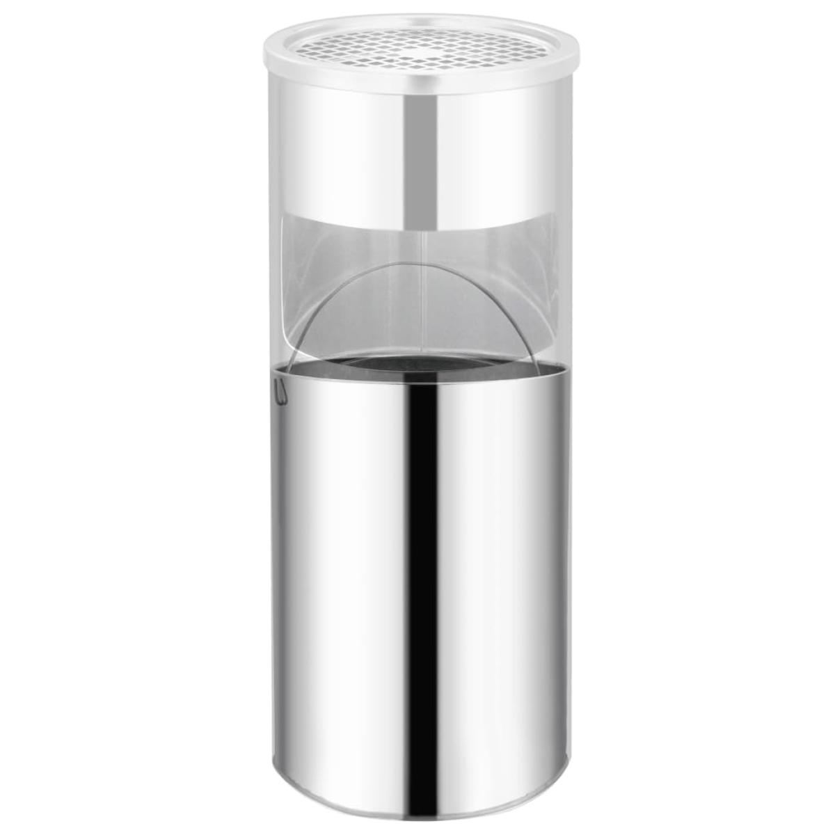 Papelera con cenicero de acero inoxidable 30 L
