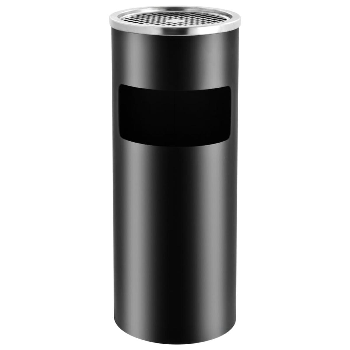 Papelera con cenicero de acero negro 30 L
