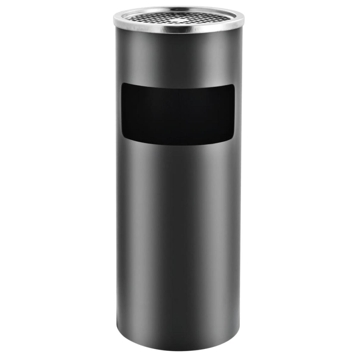 Papelera con cenicero de acero gris 30 L