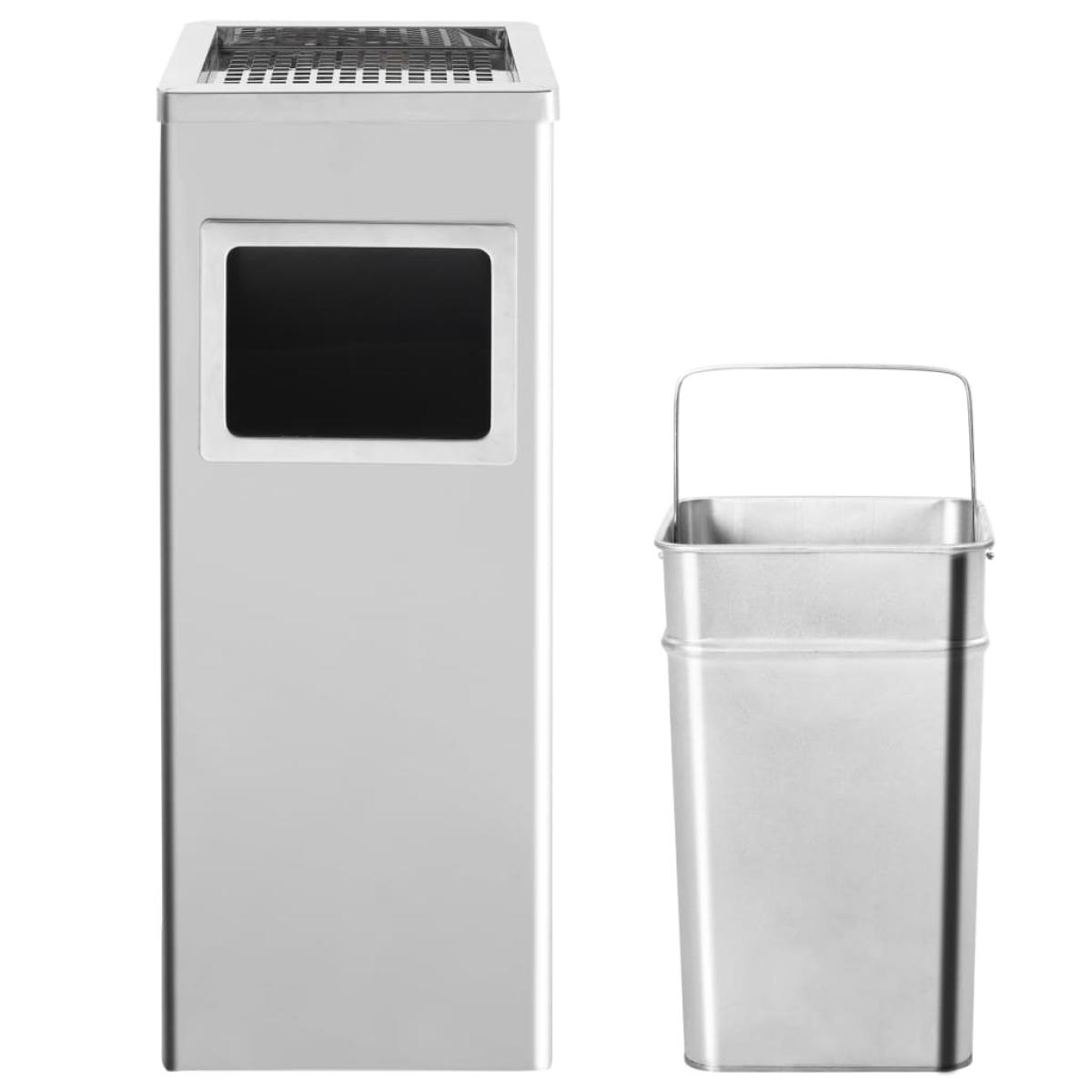 Papelera con cenicero de acero inoxidable 36 L