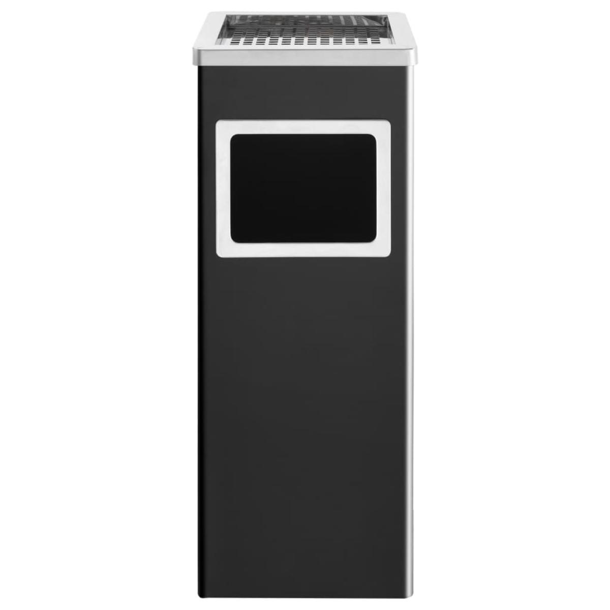 Papelera con cenicero de acero negro 36 L