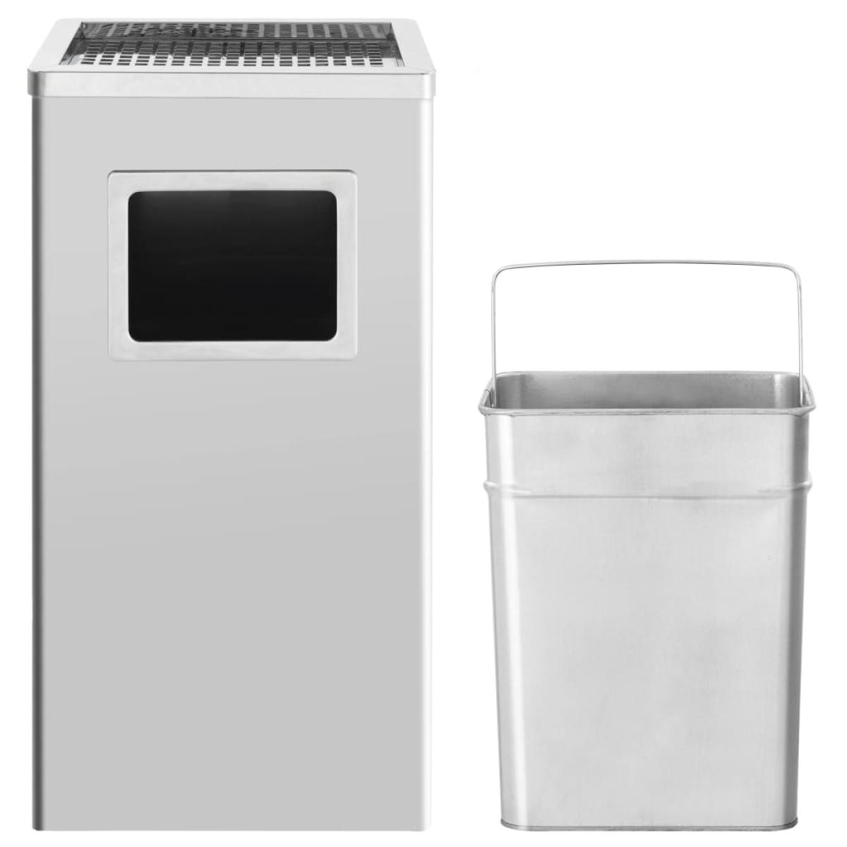 Papelera con cenicero de acero inoxidable 45 L