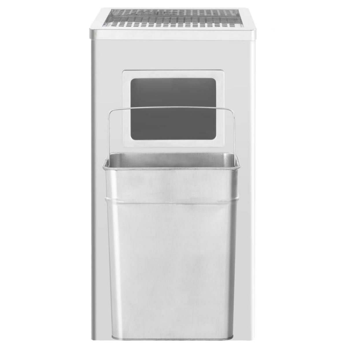 Papelera con cenicero de acero inoxidable 45 L