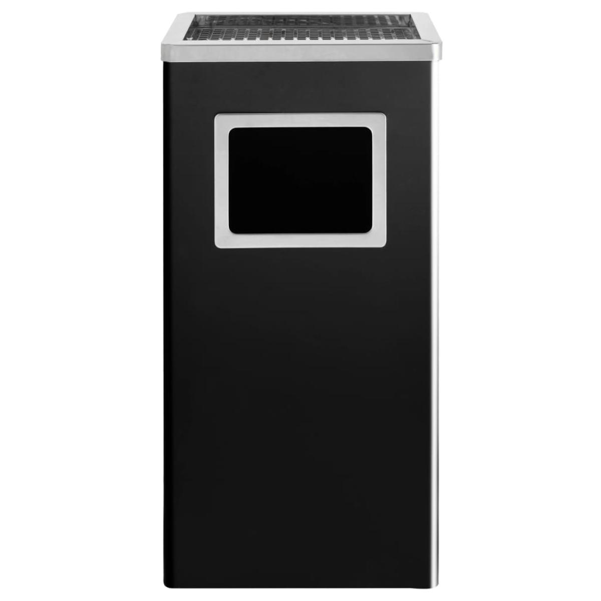 Papelera con cenicero de acero negro 45 L