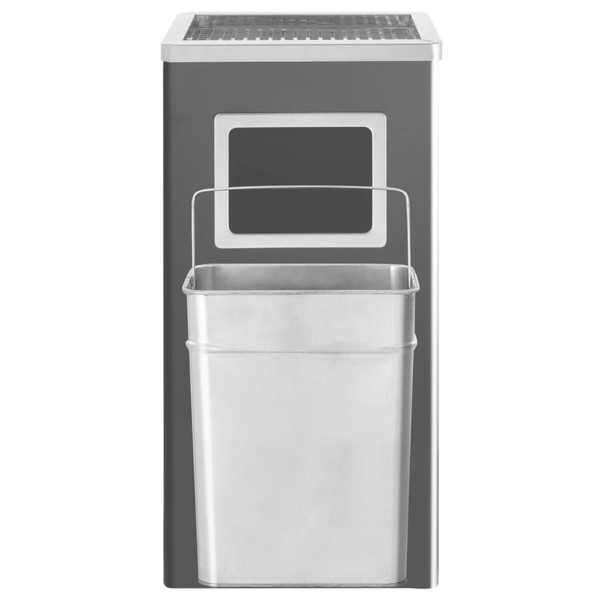 Papelera con cenicero de acero negro 45 L