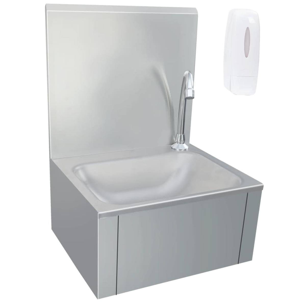 Fregadero lavamanos con grifo y dispensador de jabón acero inox