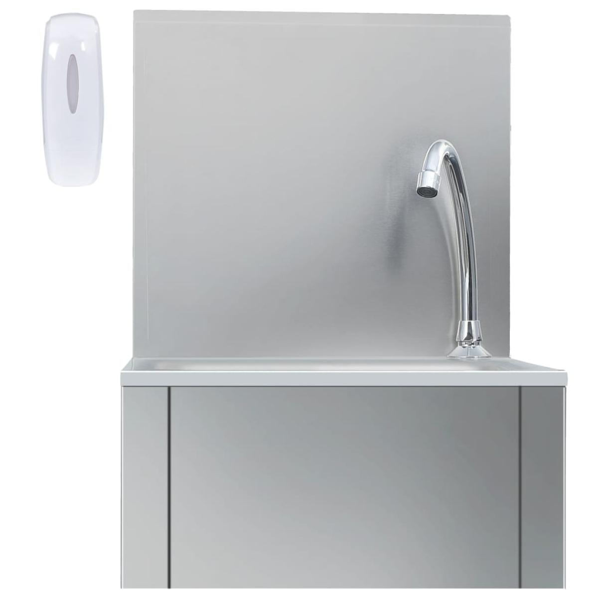 Fregadero lavamanos con grifo y dispensador de jabón acero inox