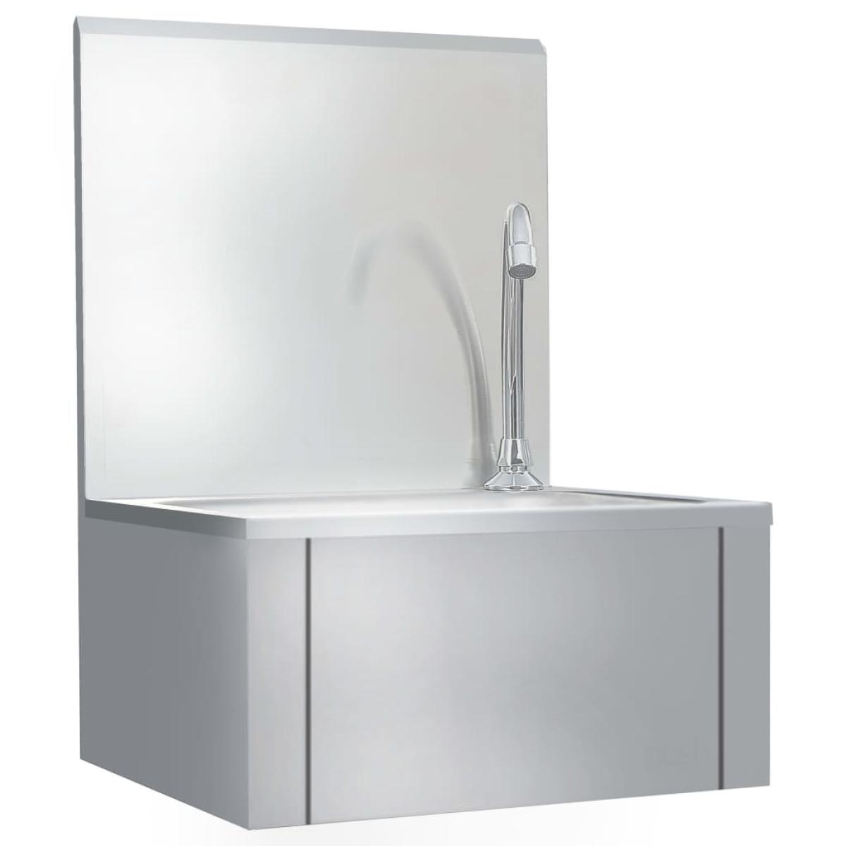 Fregadero lavamanos con grifo y dispensador de jabón acero inox