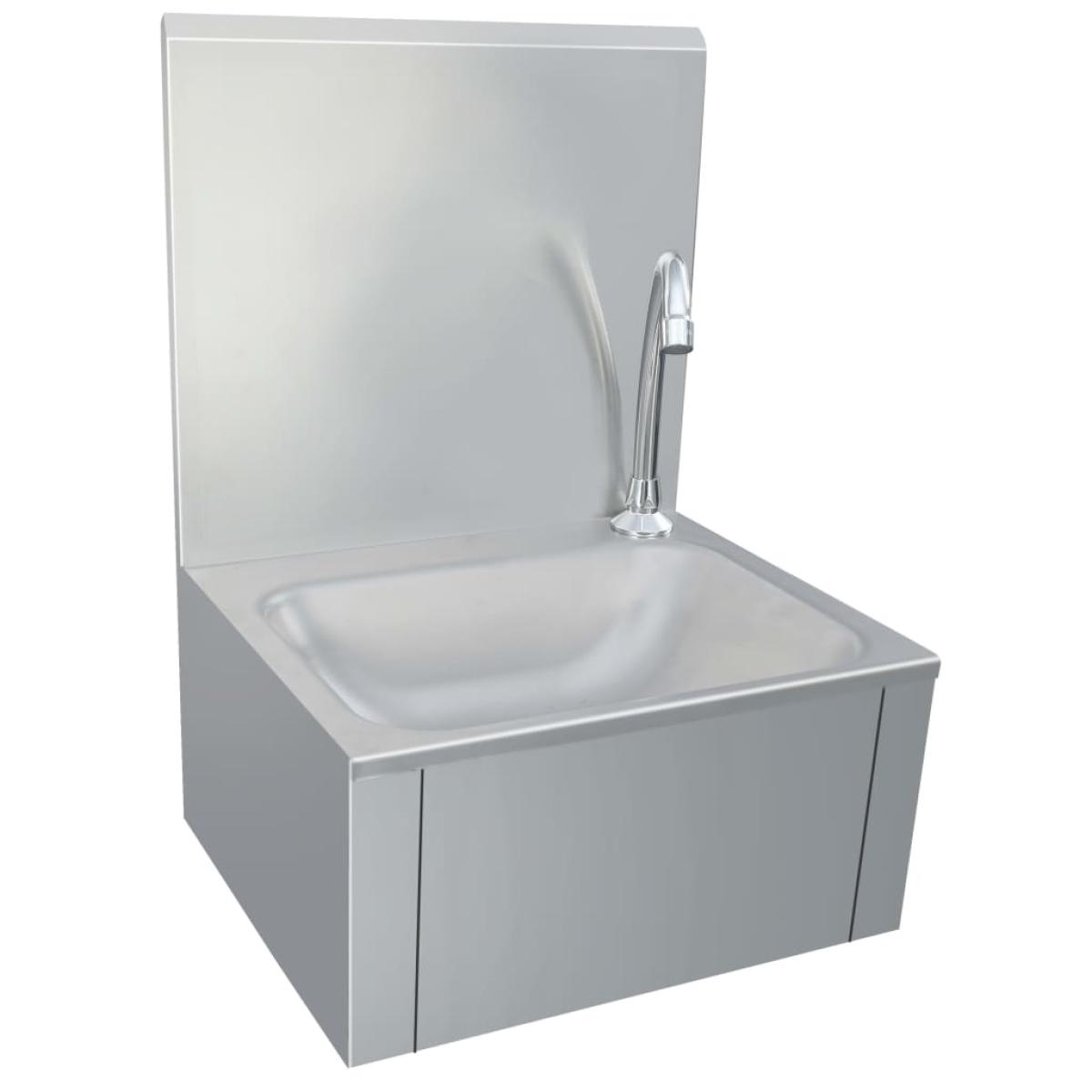 Fregadero lavamanos con grifo y dispensador de jabón acero inox