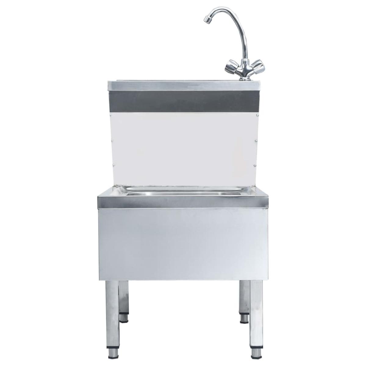 Fregadero lavamanos comercial de pie con grifo acero inoxidable