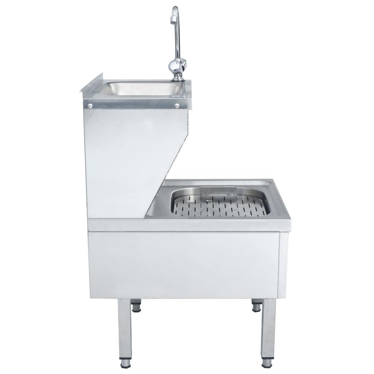 Fregadero lavamanos comercial de pie con grifo acero inoxidable