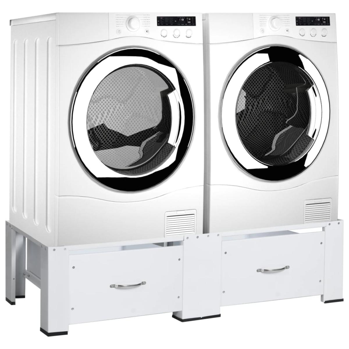 Pedestal doble de la lavadora y la secadora con cajones blanco