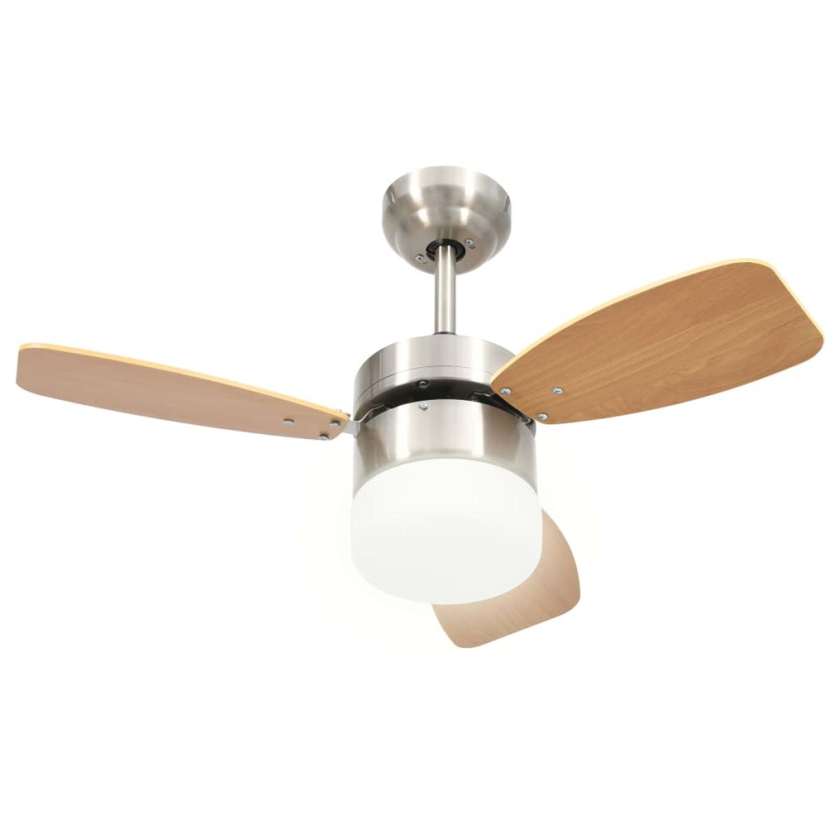 Ventilador de techo con luz con mando marrón claro 76 cm