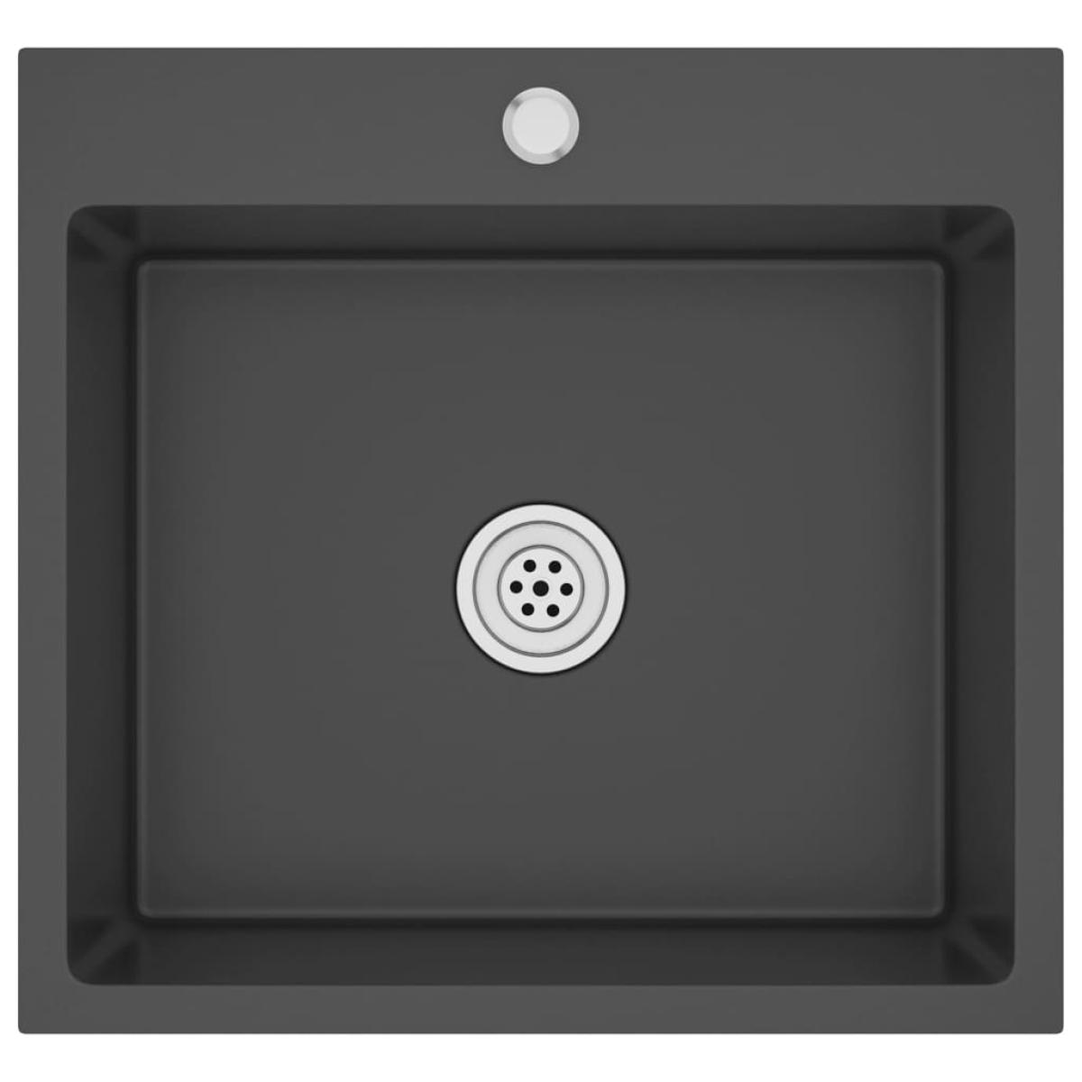 Fregadero hecho a mano de acero inoxidable negro