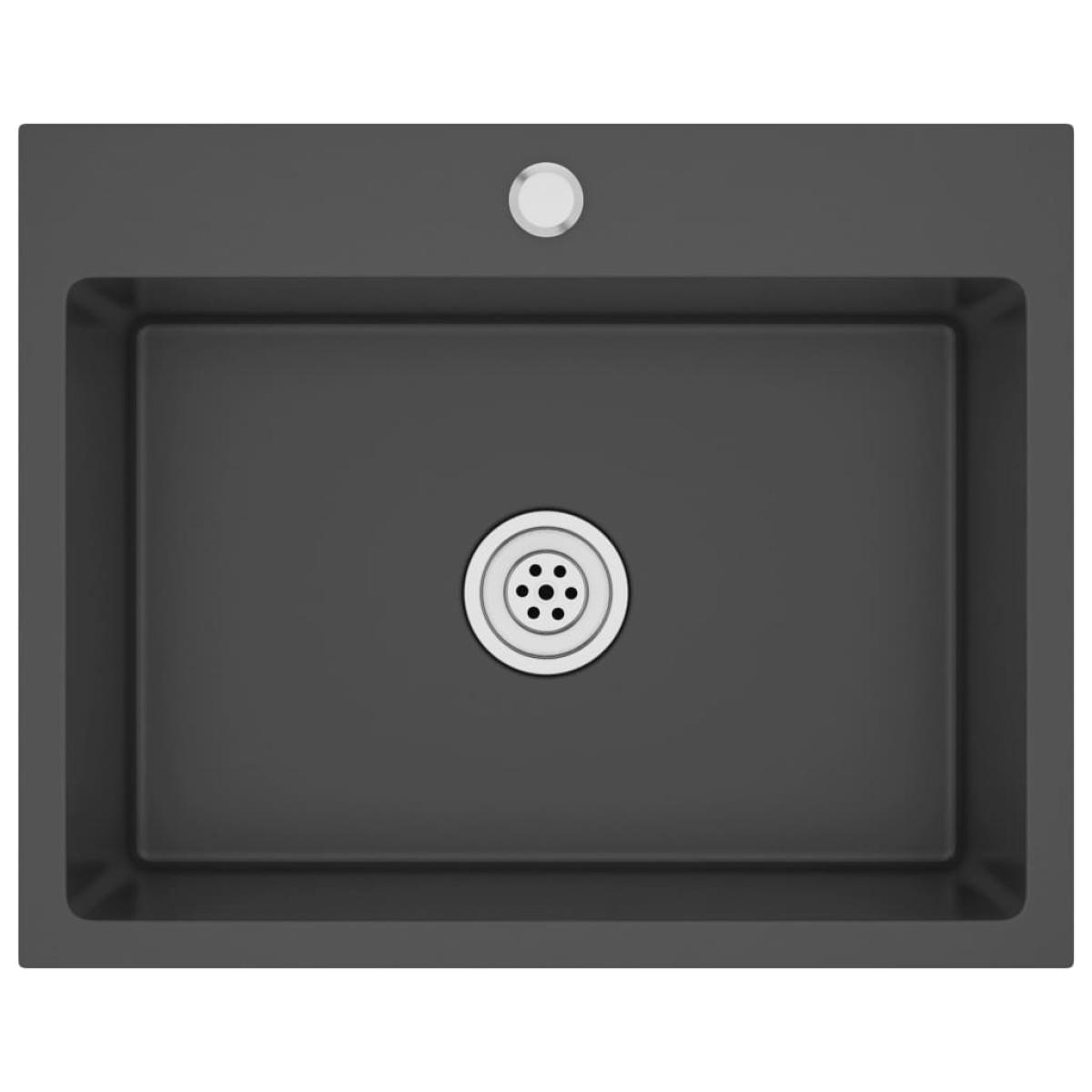 Fregadero hecho a mano de acero inoxidable negro