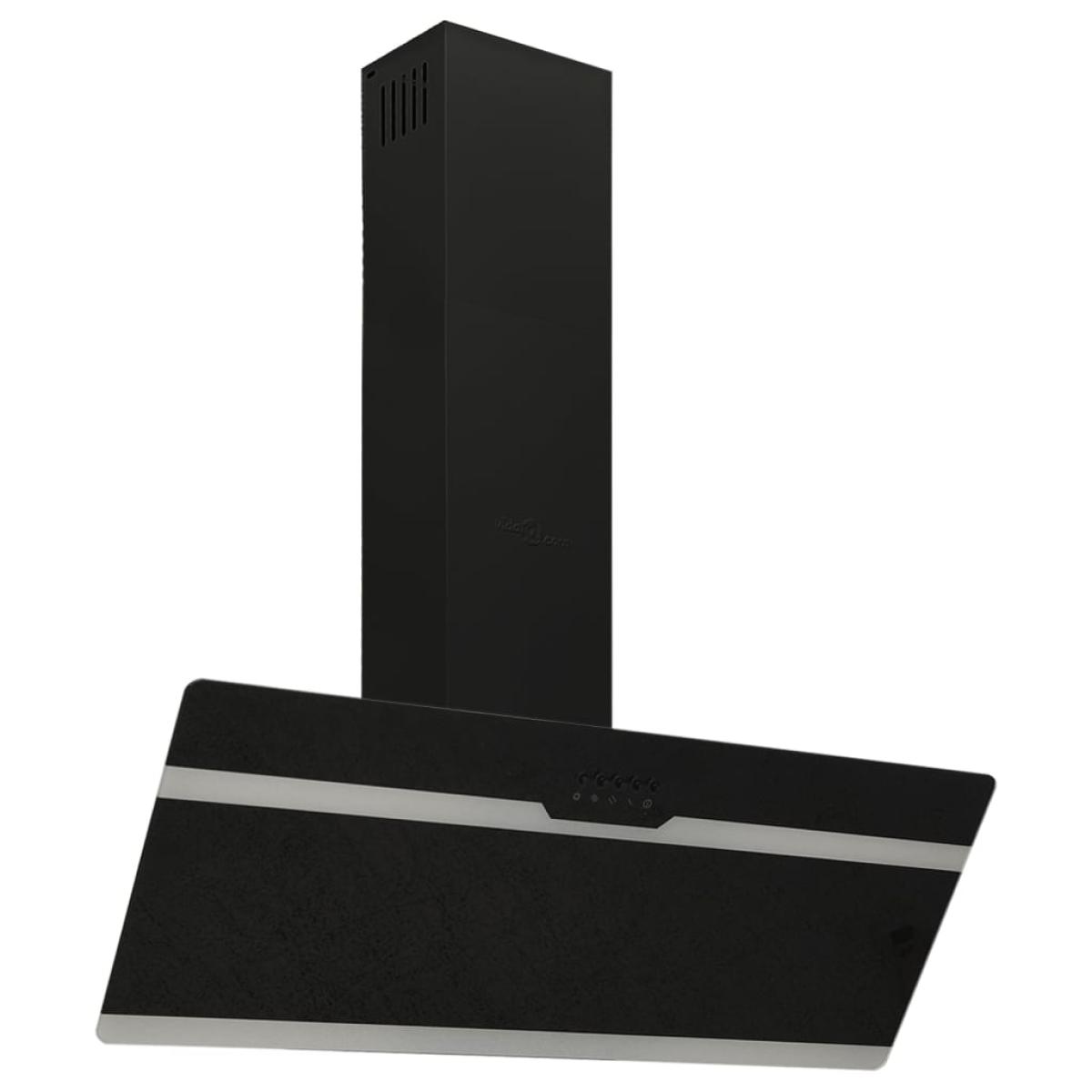 Campana extractora pared acero y vidrio templado negro 90 cm