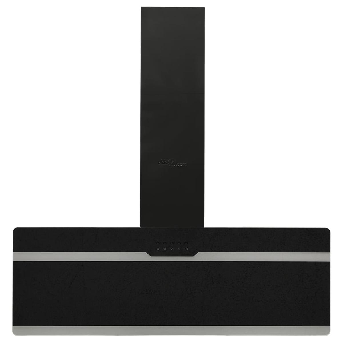 Campana extractora pared acero y vidrio templado negro 90 cm