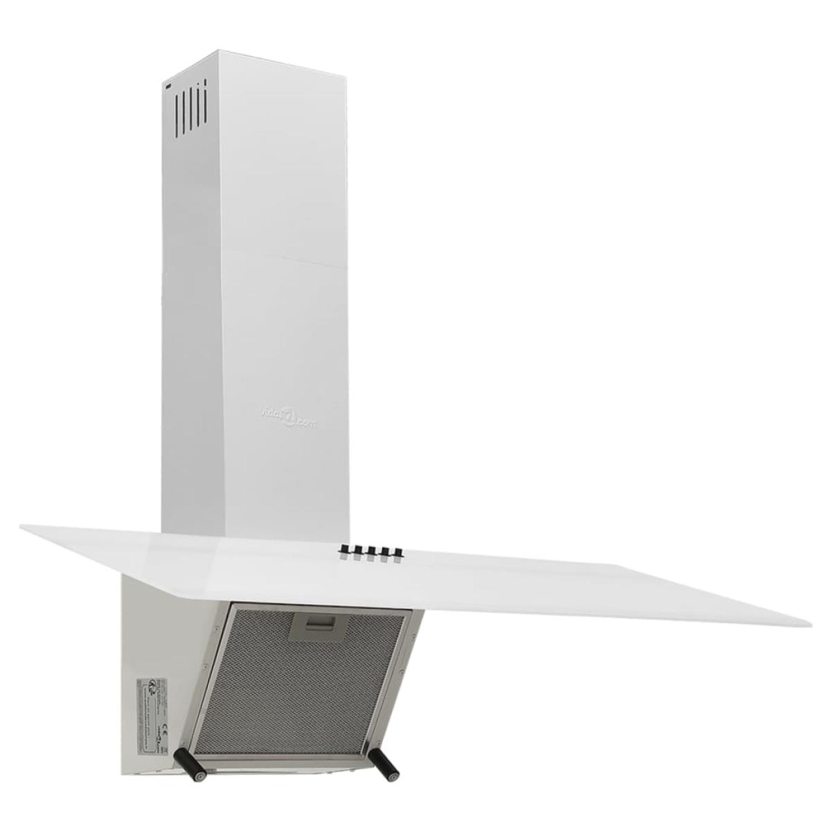 Campana extractora pared acero y vidrio templado blanco 90 cm