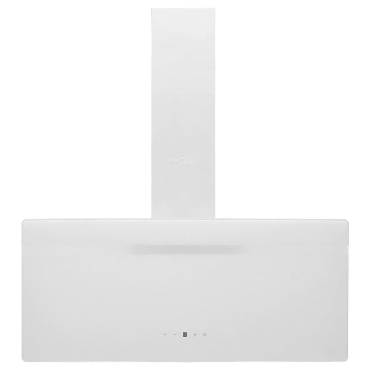 Campana extractora pared acero y vidrio templado blanco 90 cm