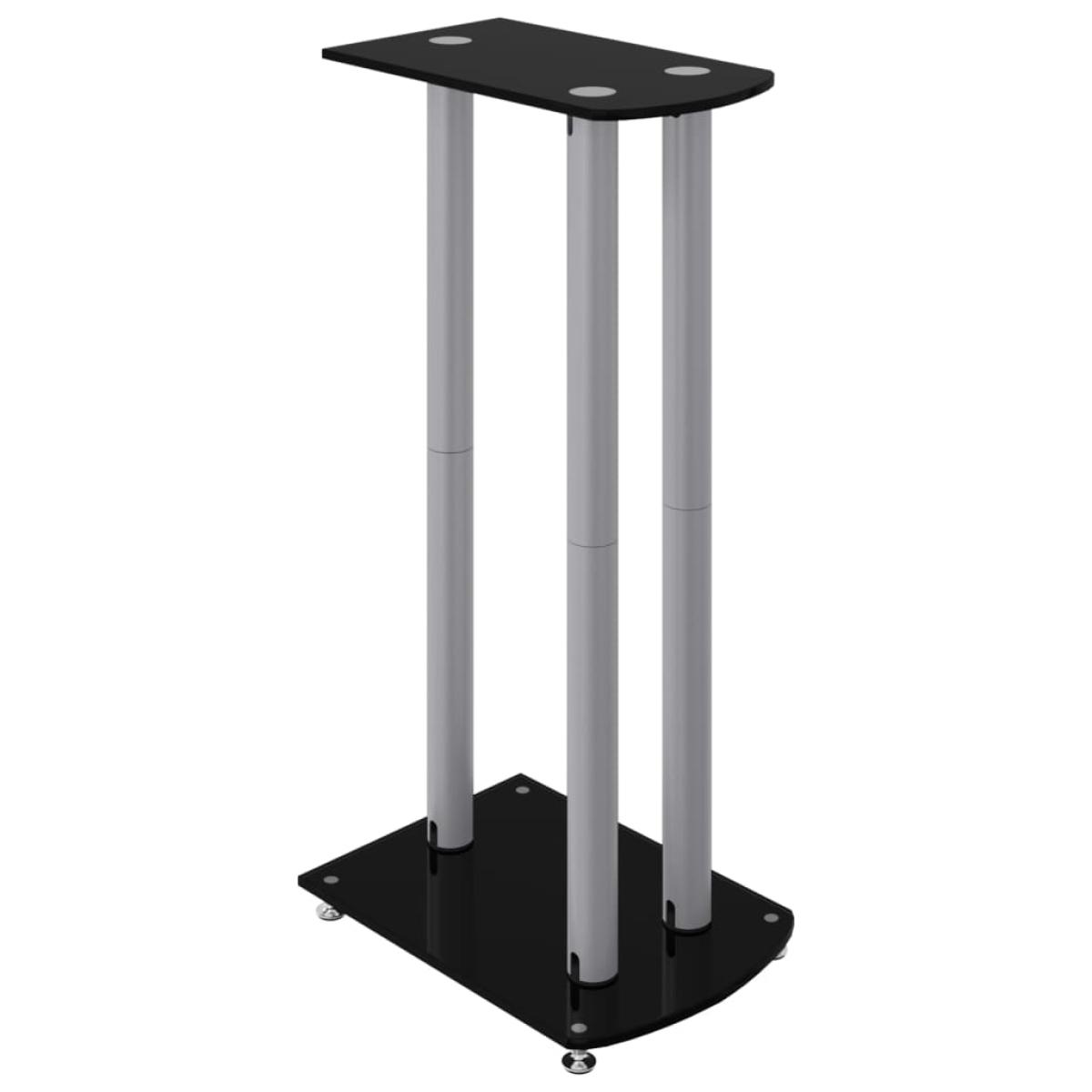 Soportes altavoces 2 uds vidrio templado plata negro 3 pilares