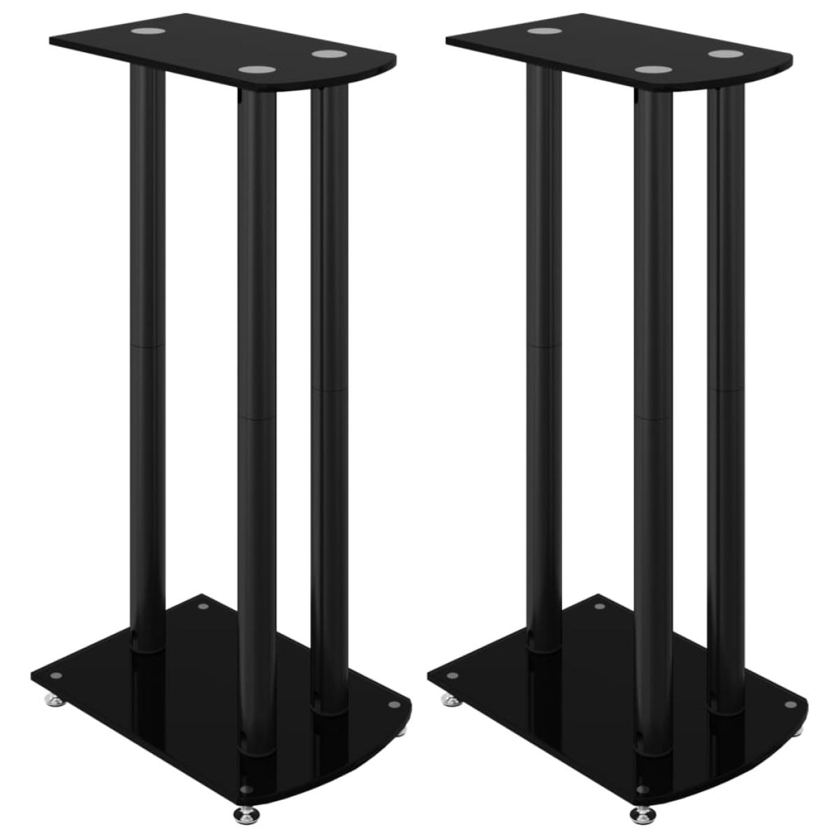 Soportes de altavoces 2 uds vidrio templado negro 3 pilares