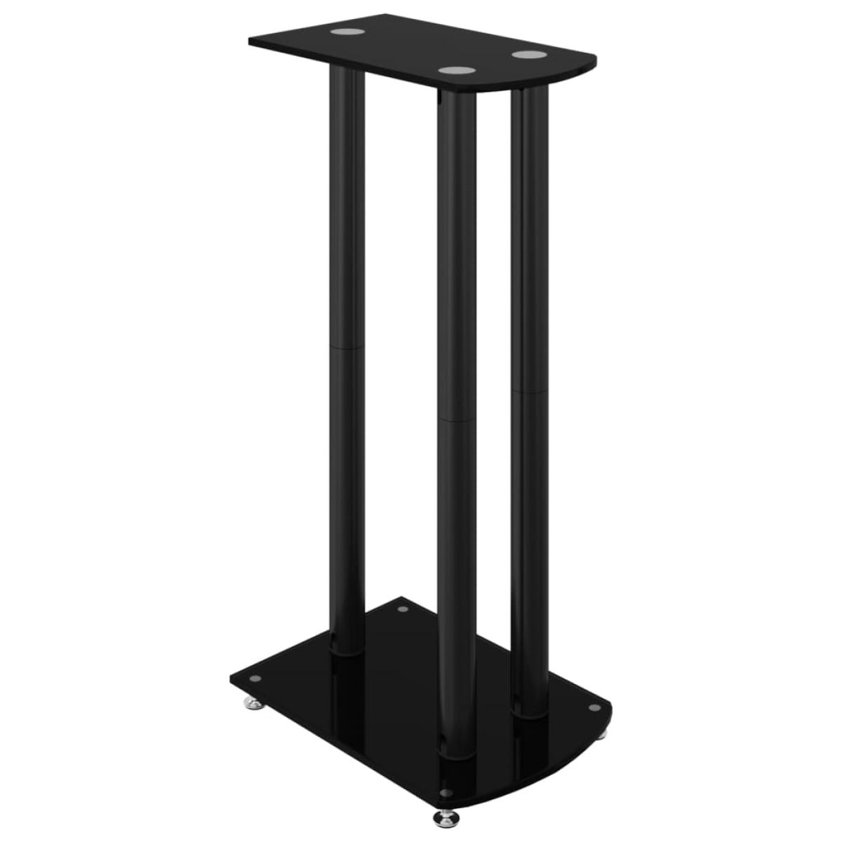 Soportes de altavoces 2 uds vidrio templado negro 3 pilares