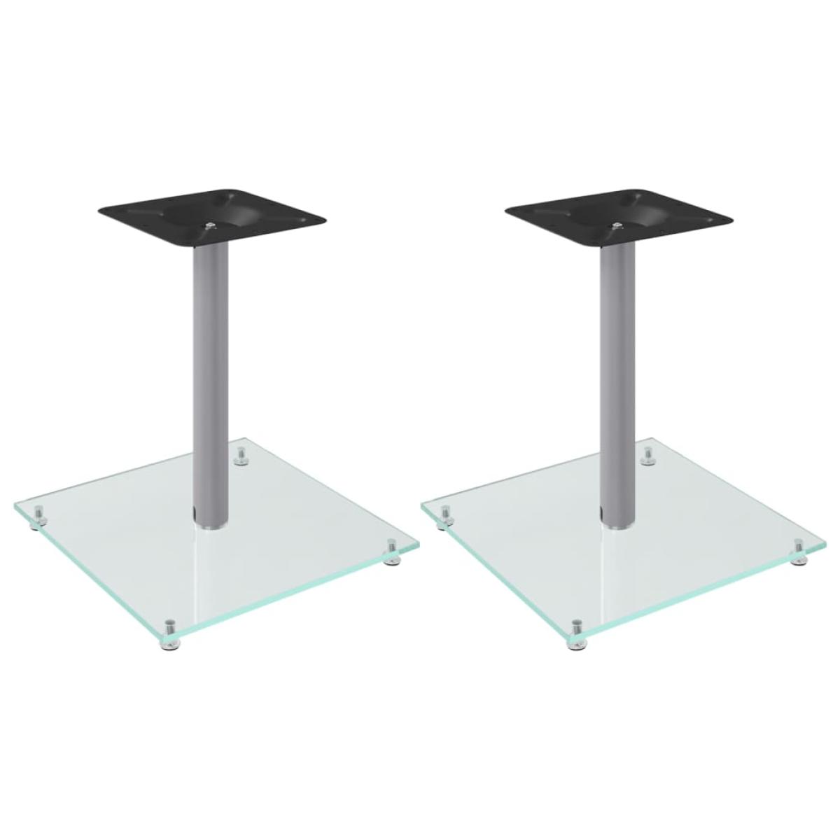 Soportes de altavoces 2 uds vidrio templado plateado 1 pilar