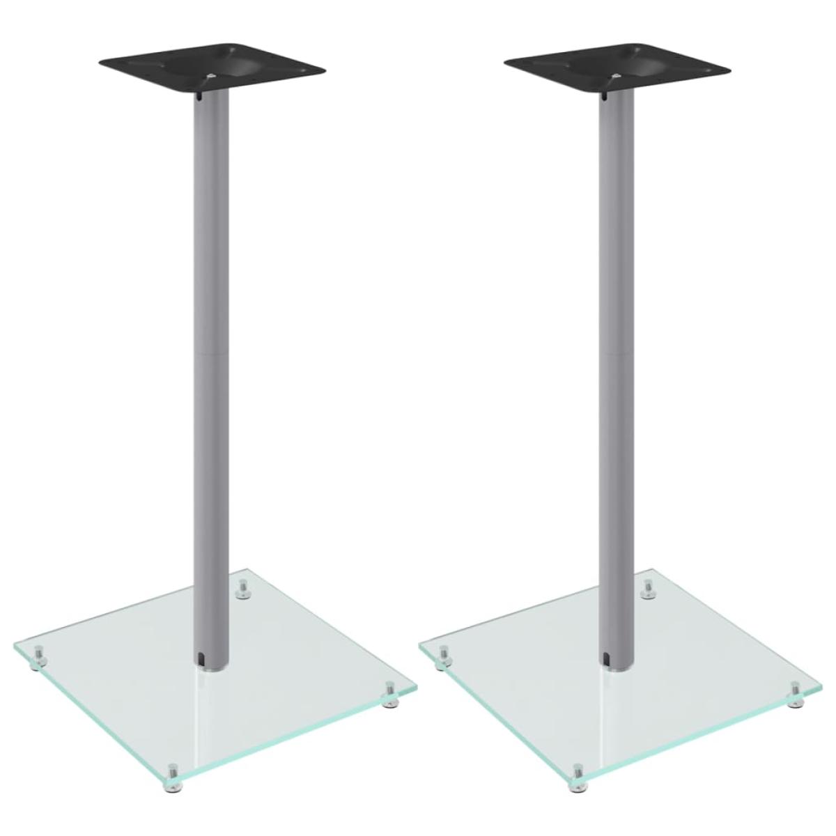 Soportes de altavoces 2 uds vidrio templado plateado 1 pilar