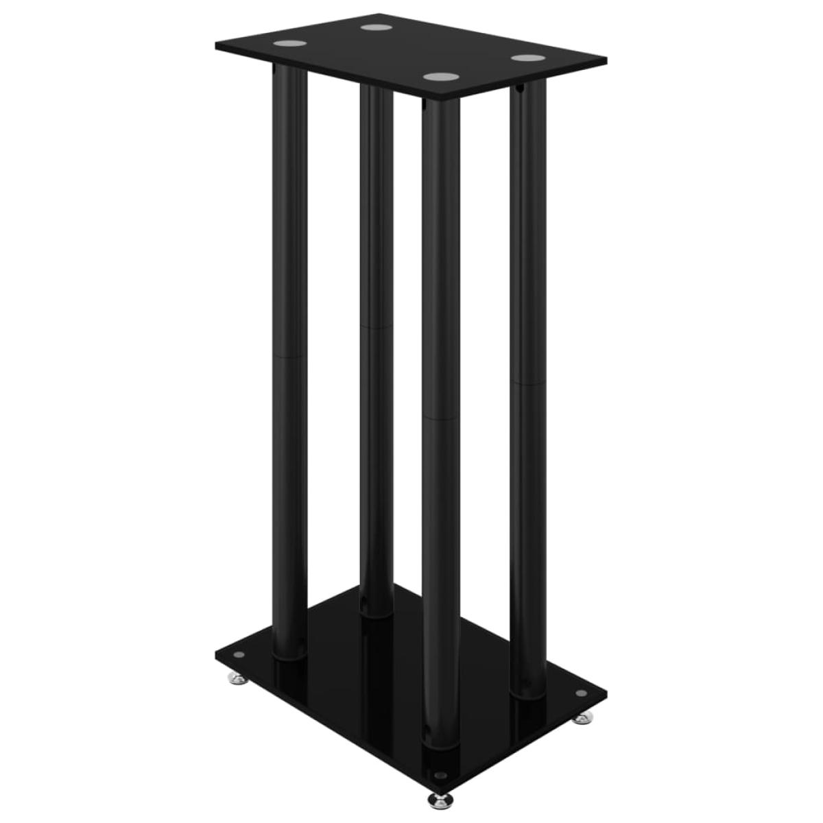 Soportes de altavoces 2 uds vidrio templado negro 4 pilares
