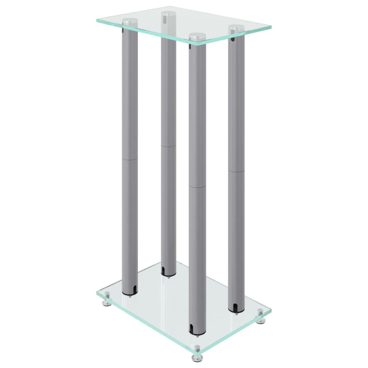 Soportes de altavoces 2 uds vidrio templado plateado 4 pilares