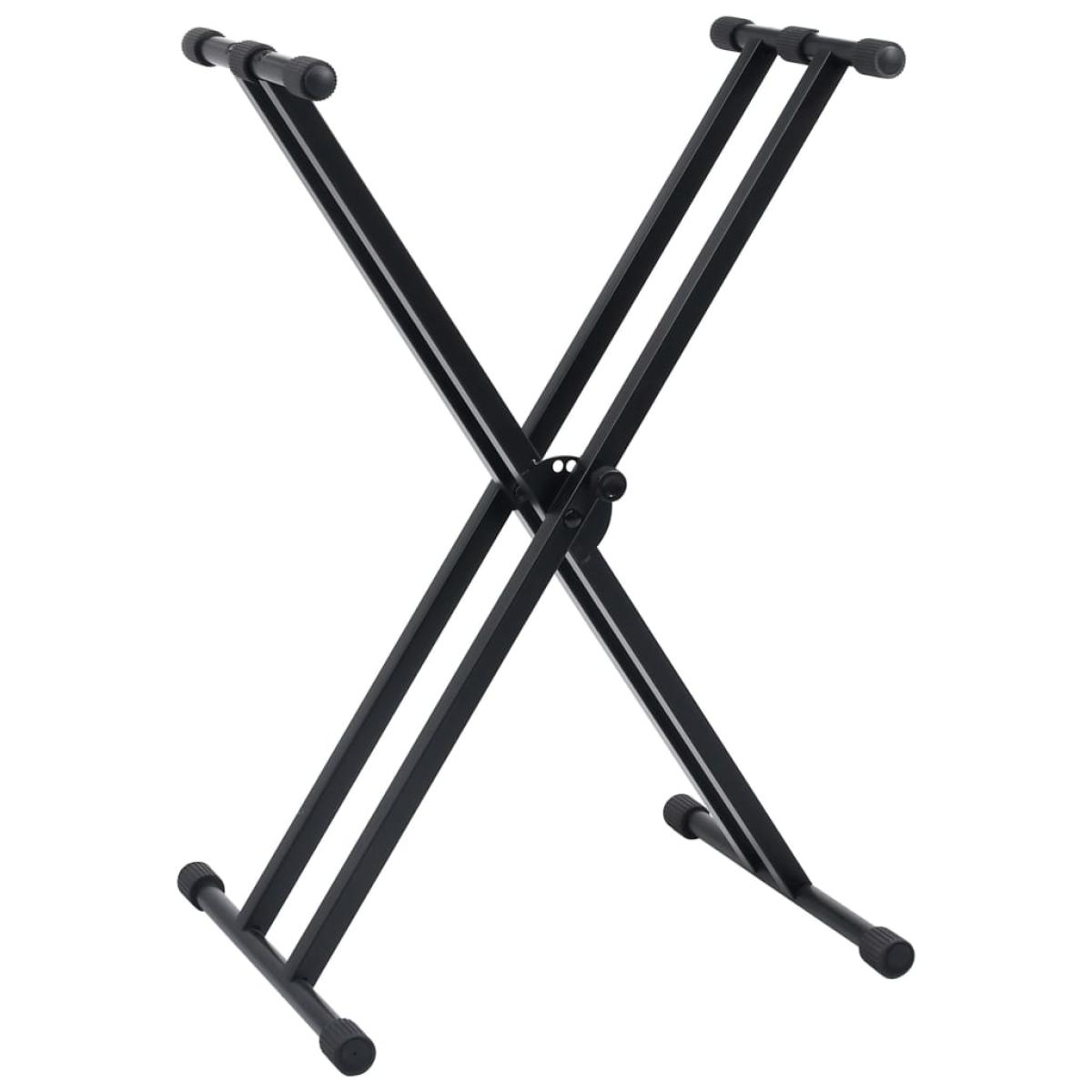 Set de soporte para teclado con doble refuerzo y taburete negro
