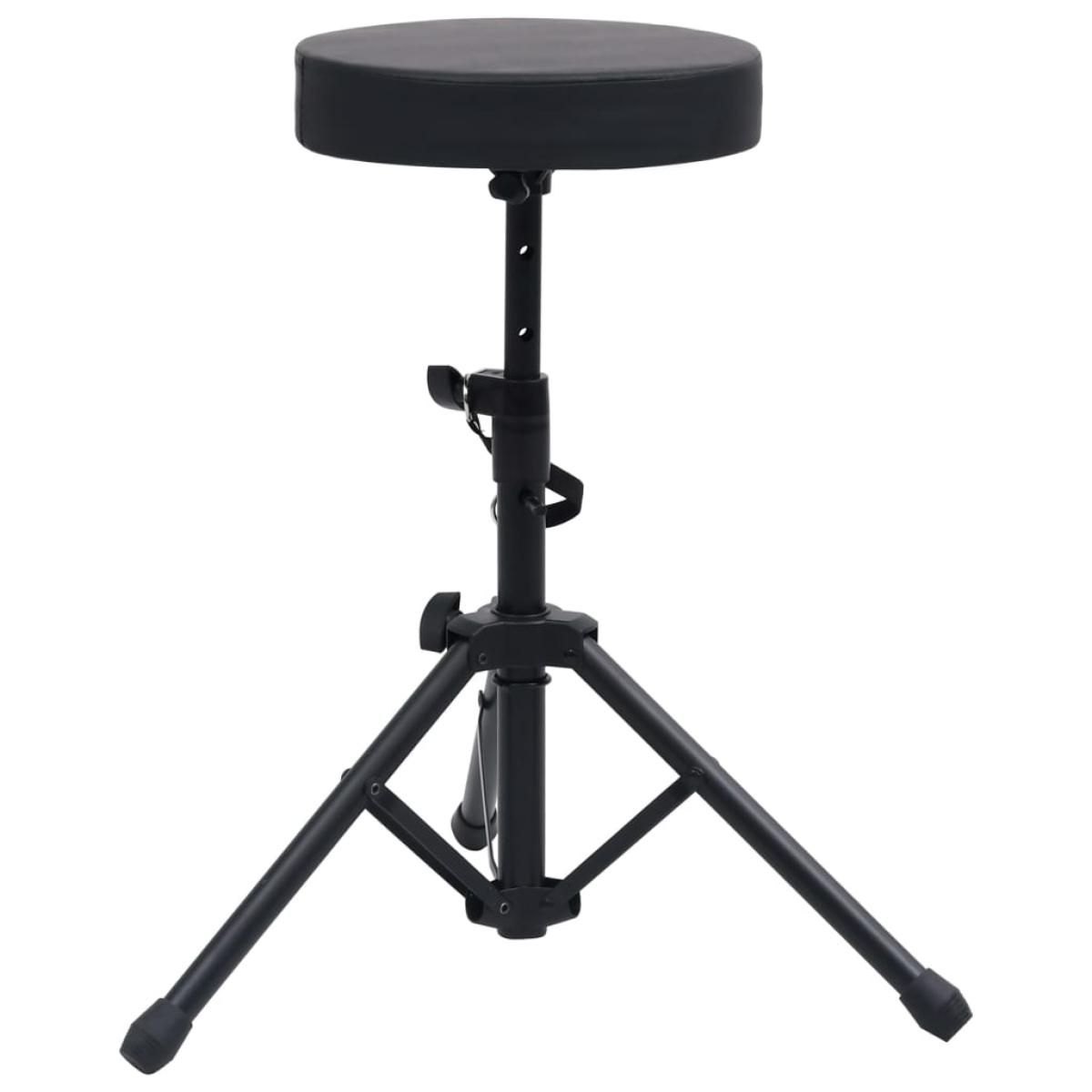 Set de soporte para teclado con doble refuerzo y taburete negro