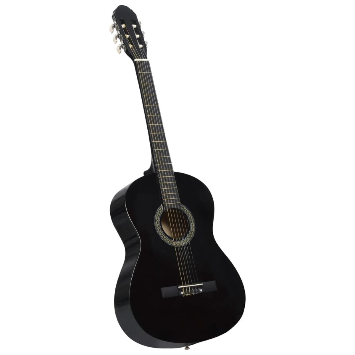 Guitarra clásica para principiantes madera tilo negro 4/4 39
