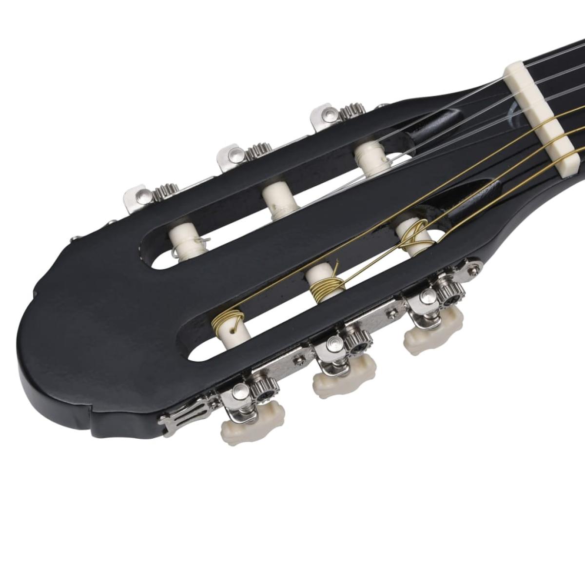 Guitarra clásica para principiantes madera tilo negro 4/4 39